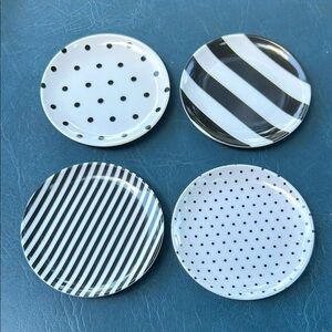 Set of Kate Spade Black and White Striped and Polka Dot Coasters